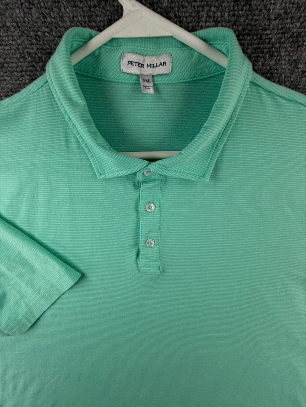 Peter Millar Green/blue Striped Short Sleeve Polo Shirt Men 2XL Stretch Cotton